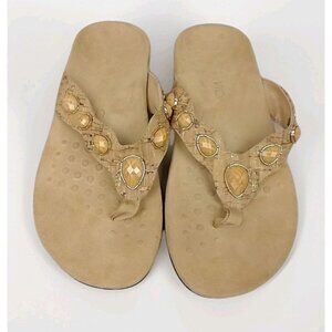 Vionic Eve II Flip Flop Sandals‎ Womens Size 8 Arch Support Orthotic Tan Cork
